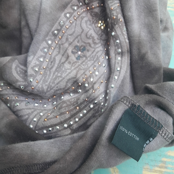 Long Sleeve Tee Shirt Y2K Fun Fun Swirl Dyed Graphic Tee Crystal Imprint Design - Picture 6 of 16